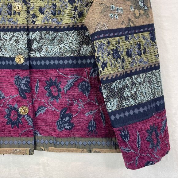Vintage Koret Jacket 90s Jacquard Tapestry Floral Stripe Women’s 10 Medium - Picture 4 of 15